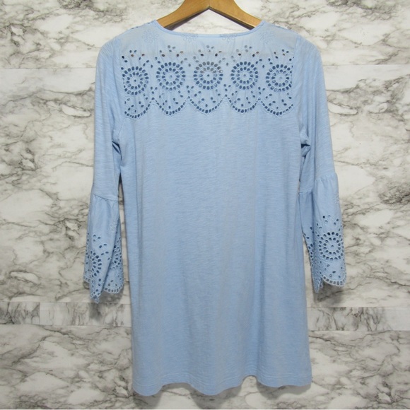 J. Jill Eyelet Bell Sleeve Tunic Top Blue | Size Small - Picture 6 of 16